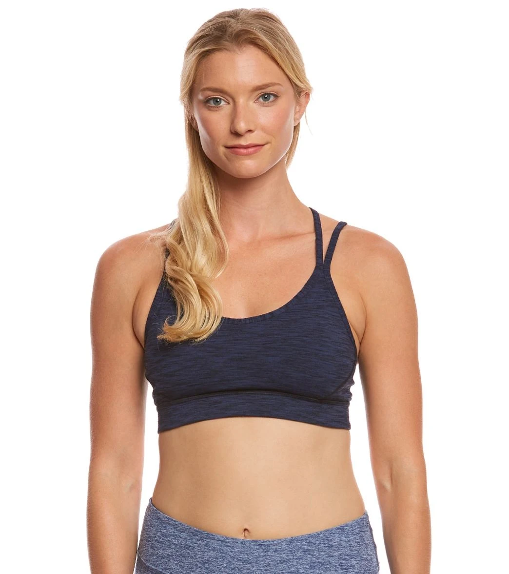 Manduka Cross Strap Yoga Bra Blue Melange 1 Manduka Cross Strap Yoga Bra Blue Melange