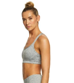 Manduka Cross Strap Yoga Bra Feather Grey Melange