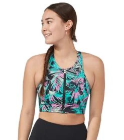 Manduka Pro Zip Front Yoga Sports Bra -ZenFlow Outlet Store 4175639412771 blacktropics 1