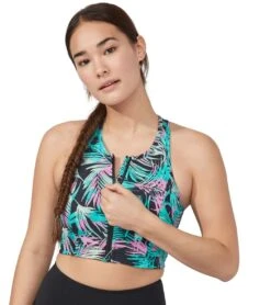 Manduka Pro Zip Front Yoga Sports Bra Black Tropics