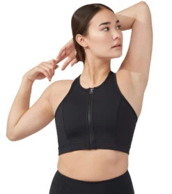 Manduka Pro Zip Front Yoga Sports Bra Black -ZenFlow Outlet Store 4175639445539 black 1