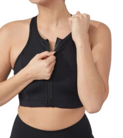 Manduka Pro Zip Front Yoga Sports Bra -ZenFlow Outlet Store 4175639445539 black 3a