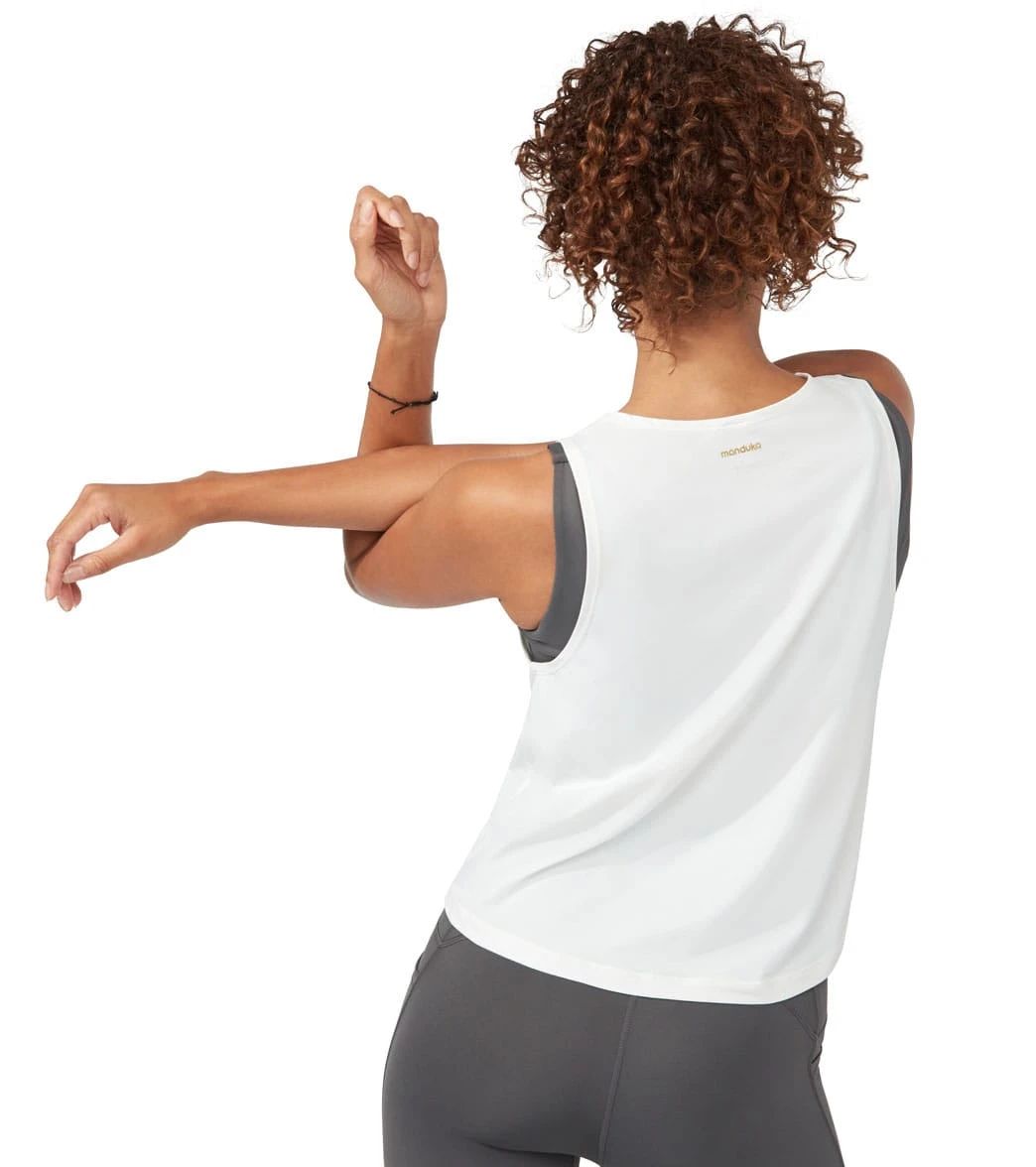 Manduka Pro Tech High Low Tank Top White 1 Manduka Pro Tech High Low Tank Top White