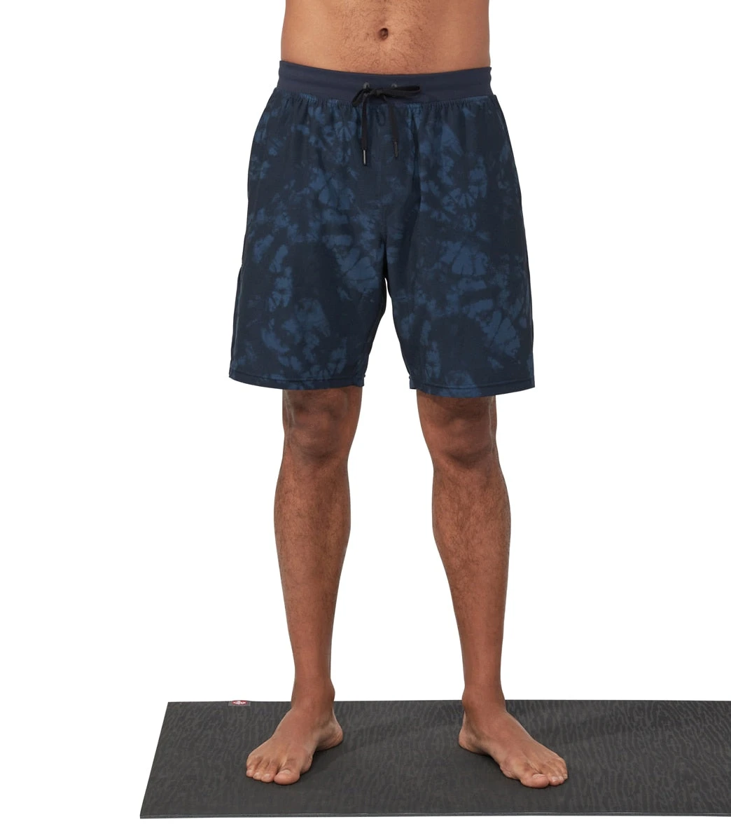 Manduka Men's Performance Classic Rise Shorts Navy Tie Dye 3 Manduka Men's Performance Classic Rise Shorts Navy Tie Dye - Image 3