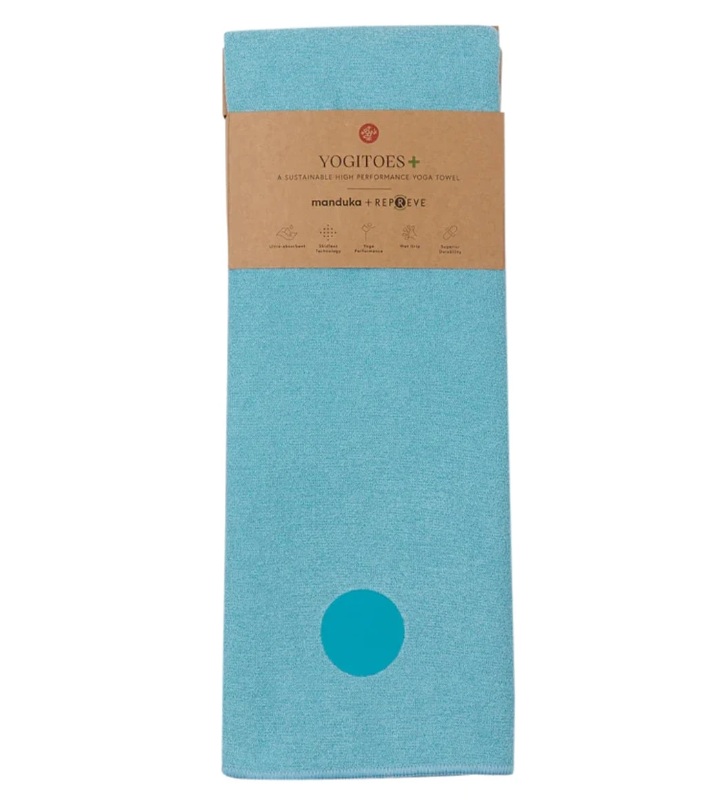 Manduka Yogitoes+ Repreve® Yoga Mat Towel, 71" Aqua 2 Manduka Yogitoes+ Repreve® Yoga Mat Towel, 71" Aqua - Image 2