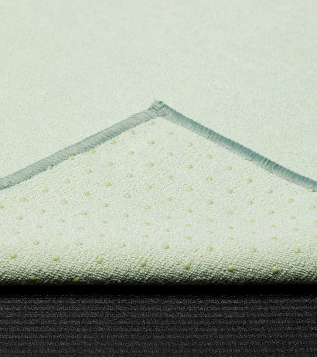 Manduka Yogitoes+ Repreve® Yoga Mat Towel, 71" Celadon Green 1 Manduka Yogitoes+ Repreve® Yoga Mat Towel, 71" Celadon Green